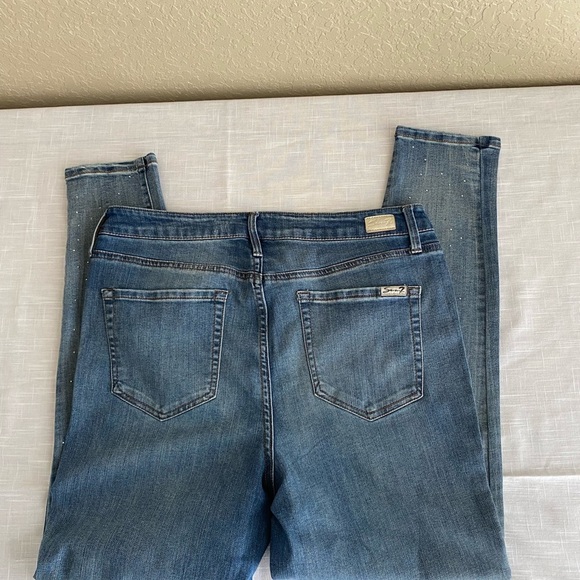 Seven 7 Blue Jeans 34x29 Pearls High Rise Skinny Tag Size 16 - Picture 4 of 14
